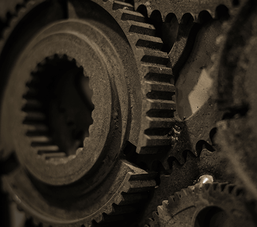 Primeros planos de engranajes de la industria metalúrgica Delta